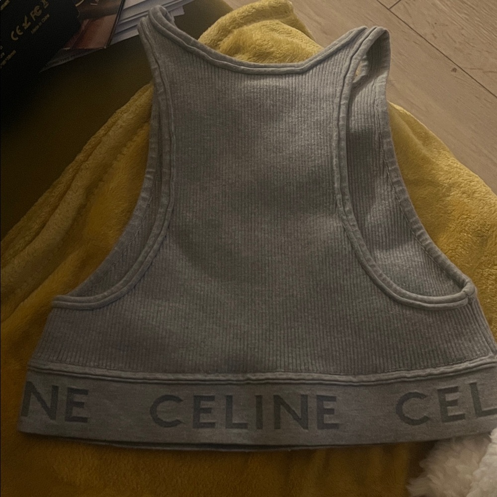 Celine Charcoal Ribbed Crop Top - Picture 2 of 6